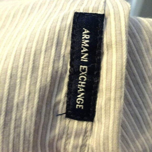 Armani Exchange Gray Striped Snap-Front Stretch Slim-Fit Shirt Men’s Button Down - Picture 5 of 6